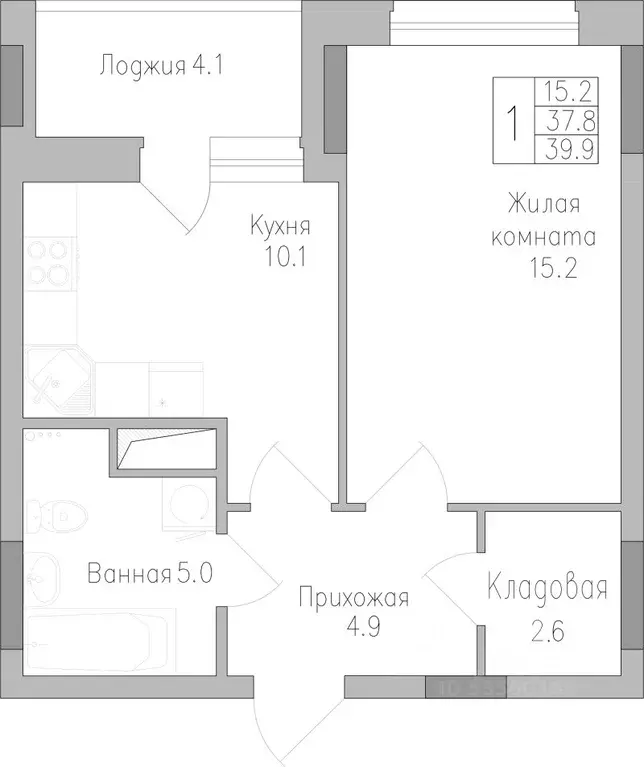 1-к кв. Липецкая область, Липецк Поколение жилой комплекс (40.6 м) - Фото 0