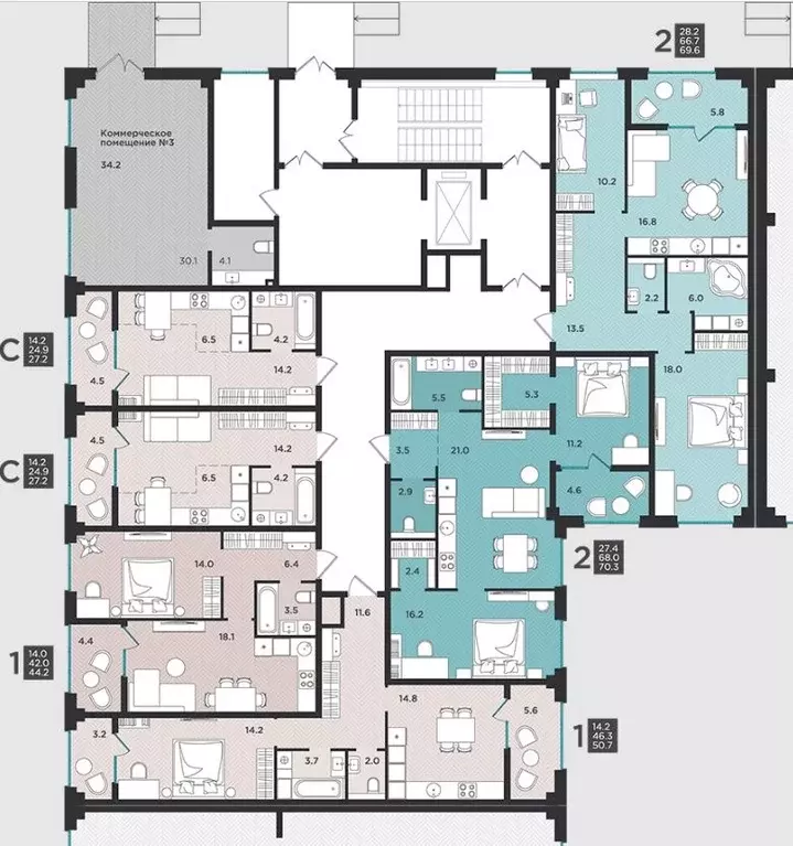 2-к кв. Архангельская область, Северодвинск  (70.3 м) - Фото 1