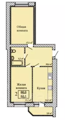 2-к кв. Тамбовская область, Тамбов ул. Имени С.И. Савостьянова, 3 ... - Фото 0