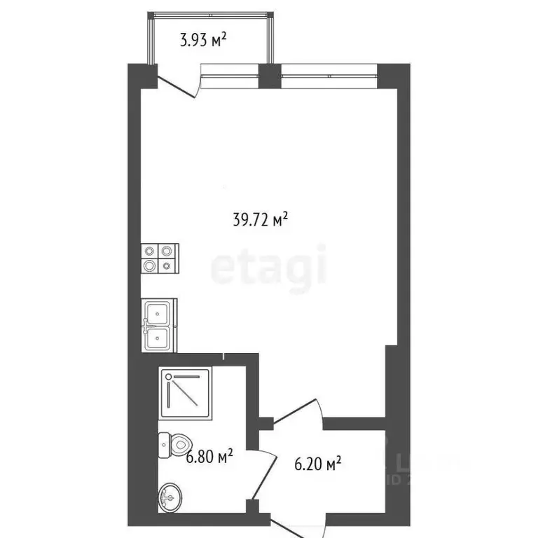 Студия Севастополь ул. Пляж Омега, 39с2 (56.65 м) - Фото 1