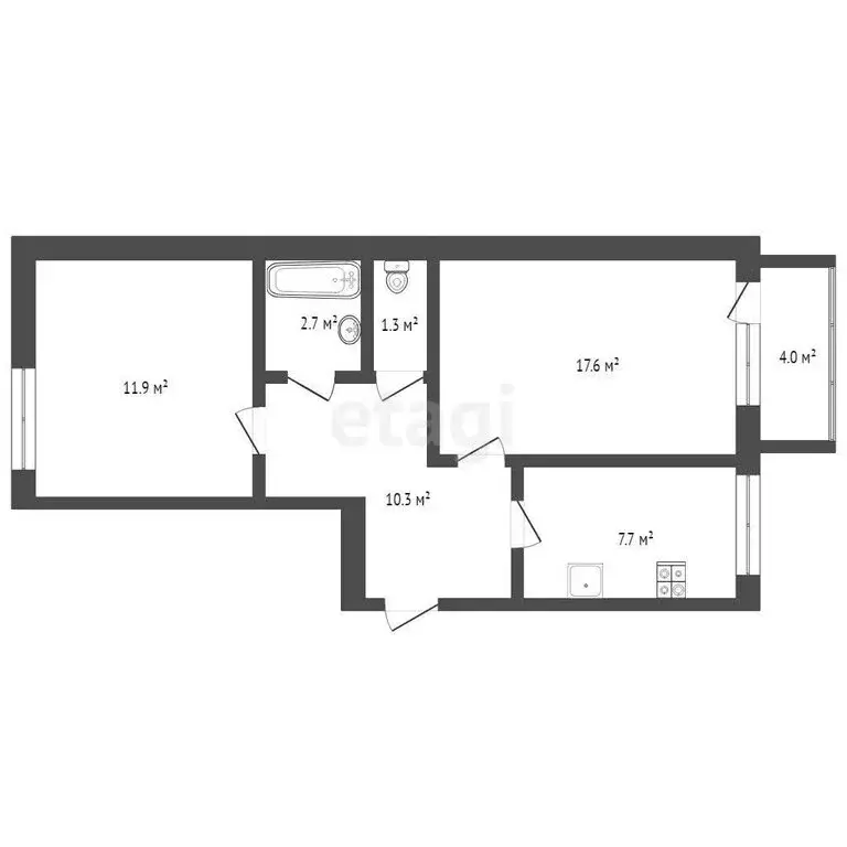 2-комнатная квартира: Тюмень, улица Коммунаров, 24 (54.1 м) - Фото 0
