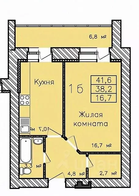 1-к кв. Тамбовская область, Тамбов Радужный мкр, ул. Сабуровская, 1Бк1 ... - Фото 0