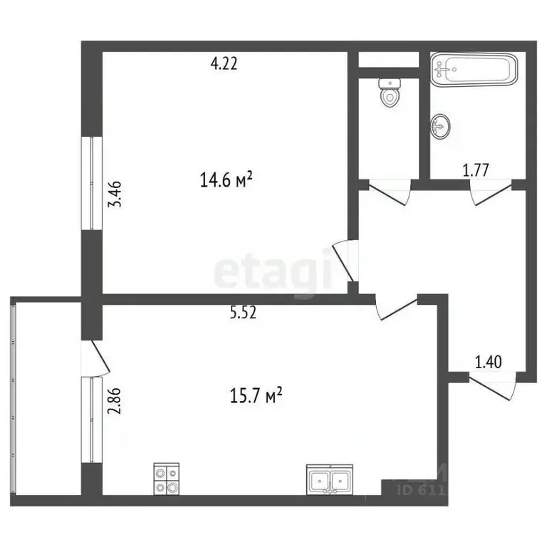 1-к кв. Мордовия, Саранск ул. Тани Бибиной, 17 (40.3 м) - Фото 2