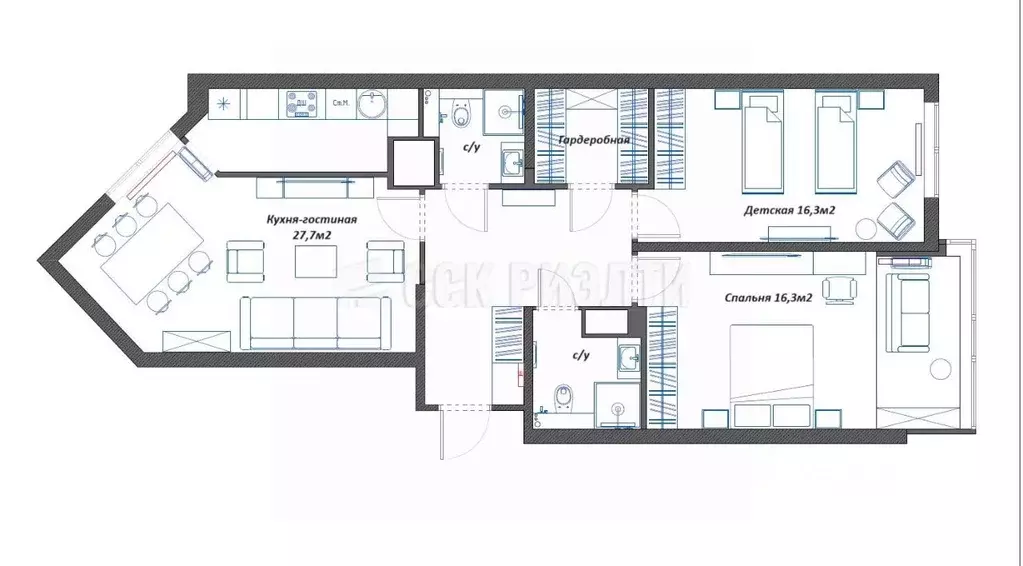 3-к кв. Московская область, Красногорск бул. Космонавтов, 13 (87.4 м) - Фото 2