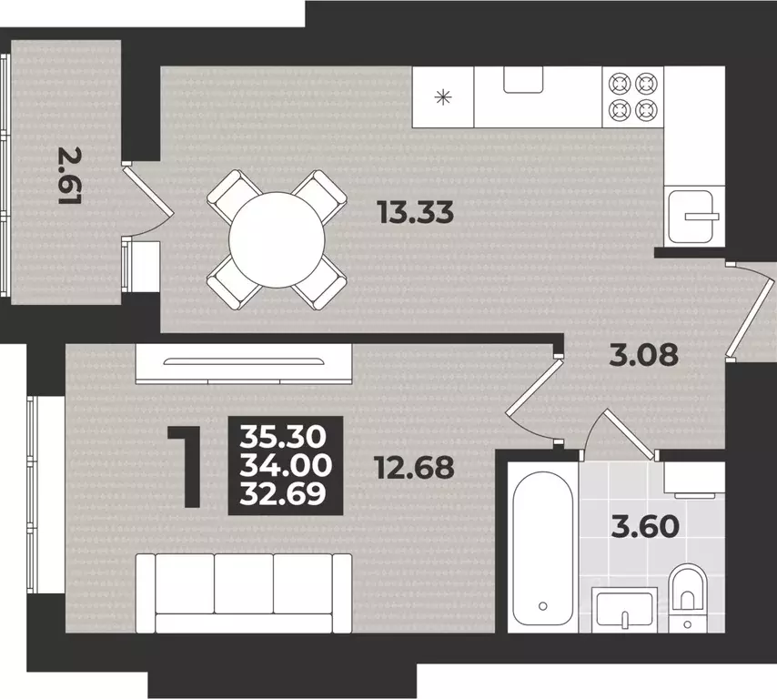 1-к кв. Калининградская область, Калининград ул. Героя России ... - Фото 1