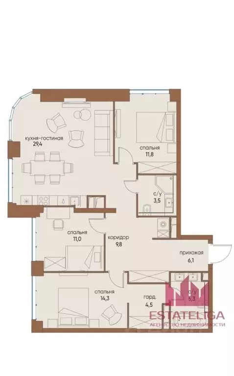 3-к кв. Москва ул. Нижние Мневники, 16к1 (96.2 м) - Фото 2