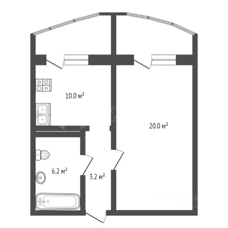 1-к кв. Тюменская область, Тюмень Кремлевская ул., 112к3 (39.8 м) - Фото 0