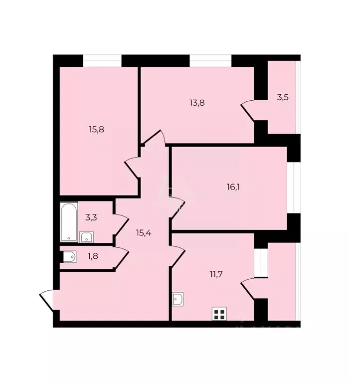 3-к кв. Санкт-Петербург ул. Репищева, 10к2 (78.0 м) - Фото 2