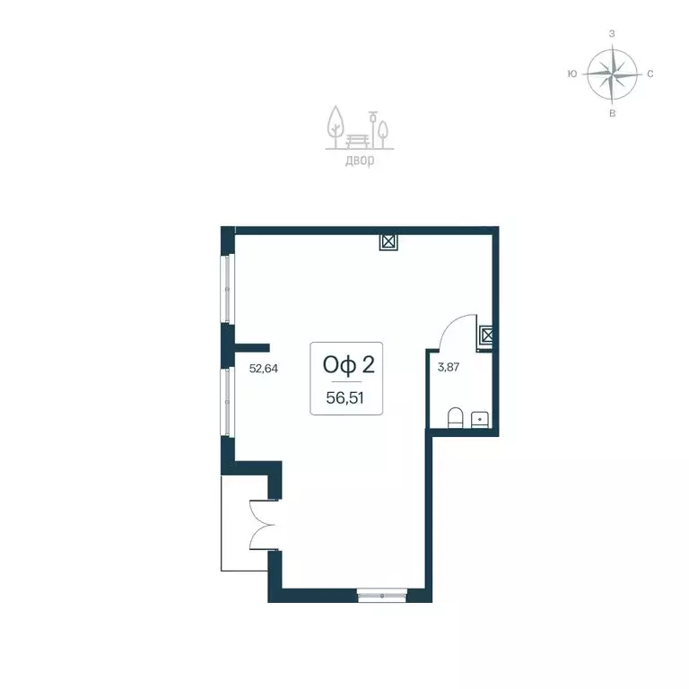 Помещение свободного назначения (56.51 м) - Фото 2