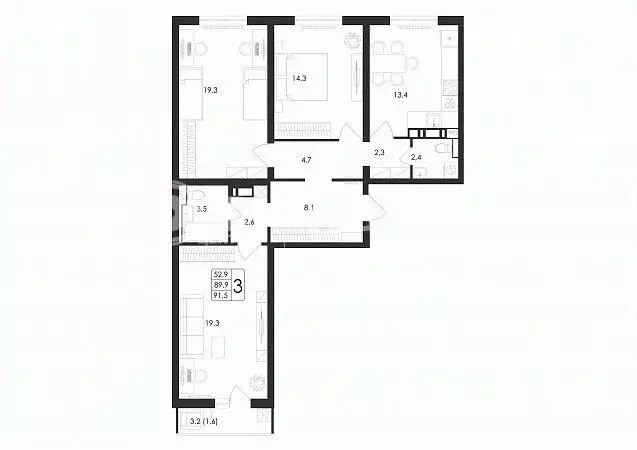 3-к кв. Воронежская область, Воронеж ул. Загоровского, 5/3 (91.5 м) - Фото 0