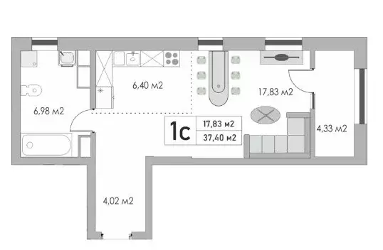 Квартира-студия: Оренбург, Яицкая улица, 9 (37.4 м) - Фото 1