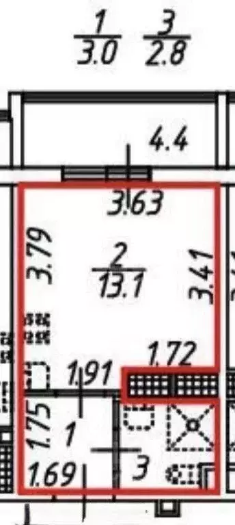 Студия Санкт-Петербург пос. Шушары, просп. Старорусский, 3к2 (18.9 м) - Фото 2