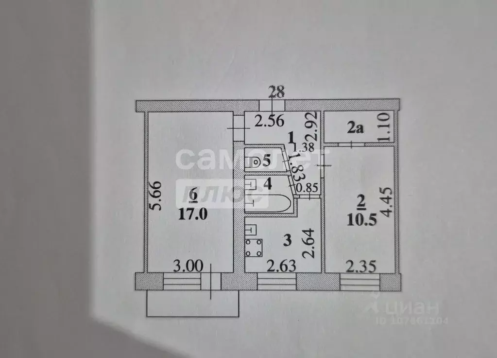 2-к кв. Липецкая область, Липецк Пролетарская ул., 10 (45.0 м) - Фото 2