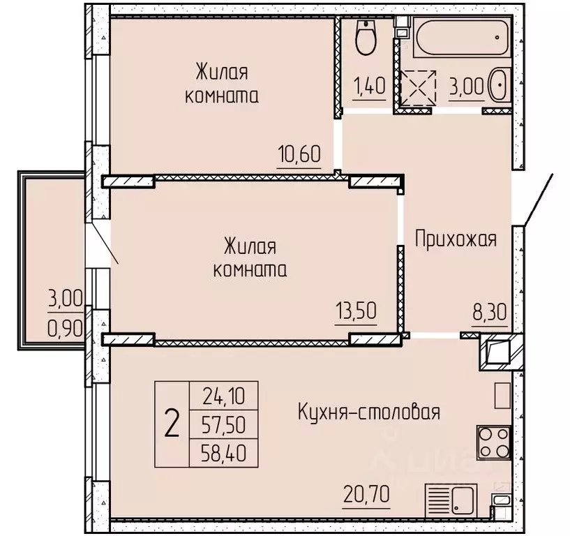 2-к кв. Ростовская область, Батайск ул. Макаровского, 4к1 (59.0 м) - Фото 0