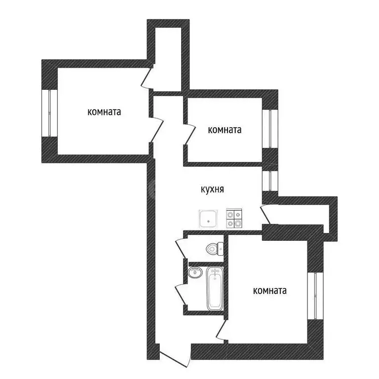 3-комнатная квартира: Кириши, проспект Героев, 17 (73 м) - Фото 1