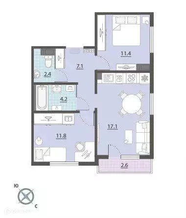 Продаётся 2-к квартира, 55.4 м - Фото 0
