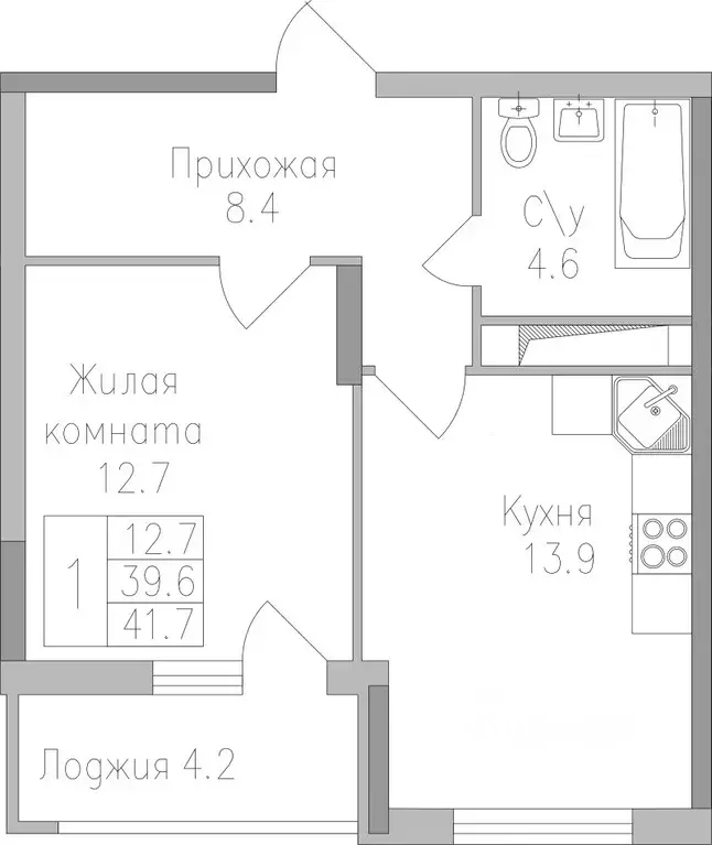 1-к кв. Липецкая область, Липецк ул. Тельмана, 120 (41.7 м) - Фото 0