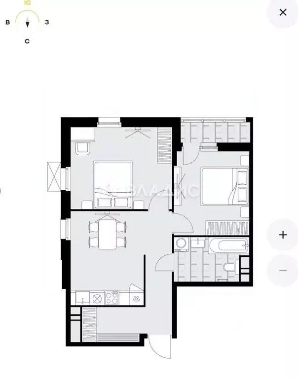 2-к кв. Москва Скандинавия жилой комплекс, 37.2.3 (52.9 м) - Фото 2