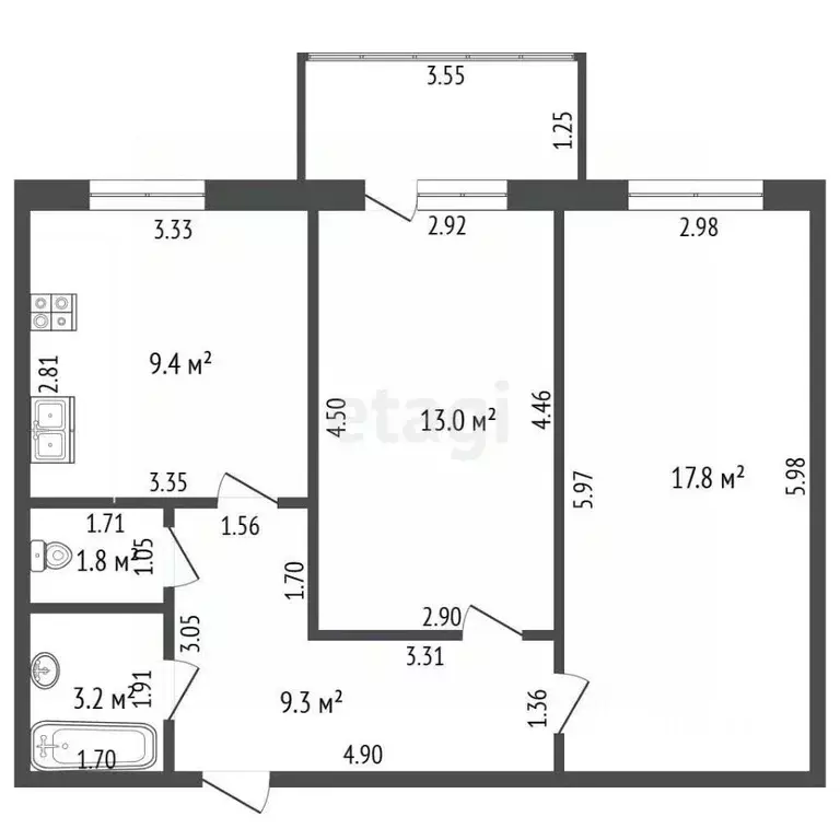 2-к кв. Орловская область, Орел Артельный пер., 22 (55.0 м) - Фото 2