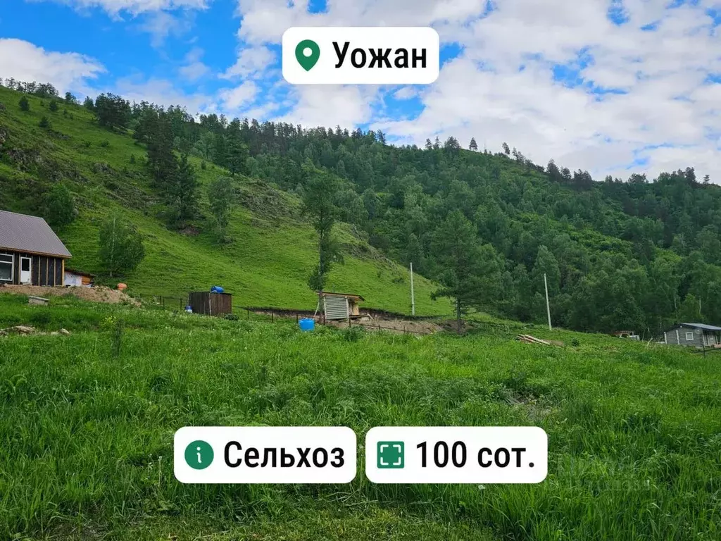 Участок в Алтай, Чемальский район, с. Уожан Заречная ул. (100.0 сот.) - Фото 1