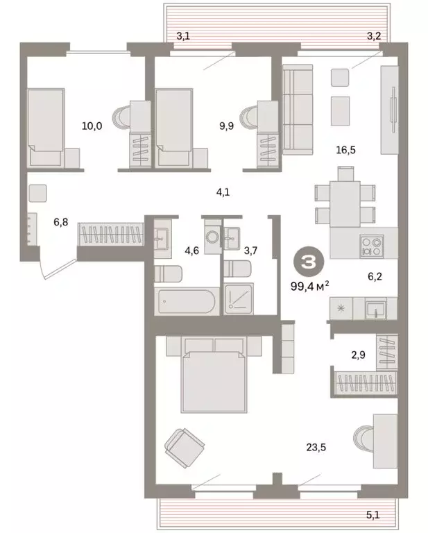 3-комнатная квартира: Екатеринбург, жилой район Сортировочный, ... - Фото 1