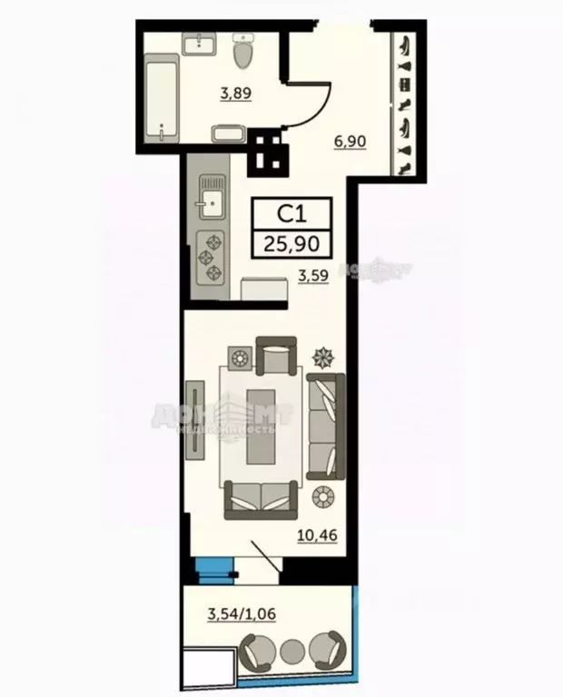 Студия Ростовская область, Ростов-на-Дону, Нахичевань ул. 23-я Линия, ... - Фото 2
