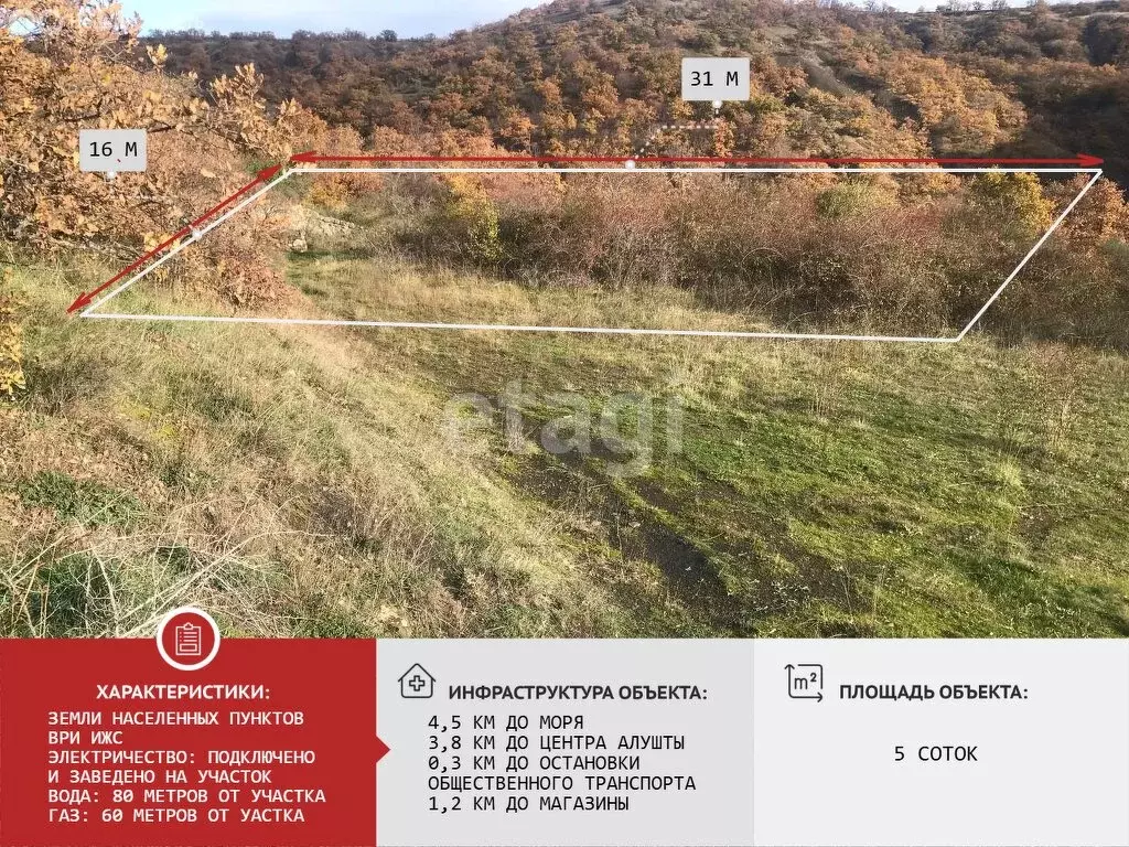 Участок в Республика Крым, городской округ Алушта, село Изобильное (5 ... - Фото 1