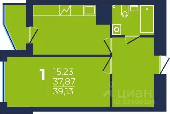 1-к кв. Башкортостан, Уфа ул. Майора Доставалова, 1 (39.13 м) - Фото 1