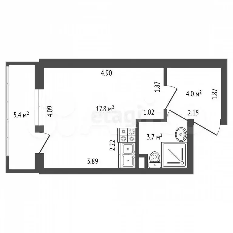 Квартира-студия, 25,5 м, 1/4 эт. - Фото 0