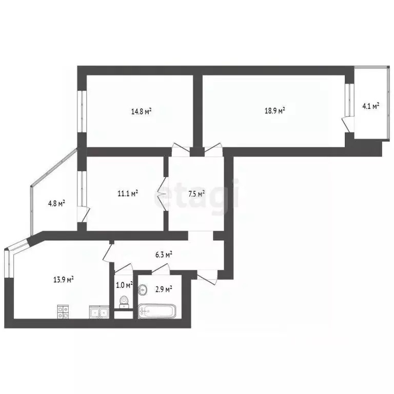3-к кв. Московская область, Красногорск бул. Красногорский, 34 (75.3 ... - Фото 2