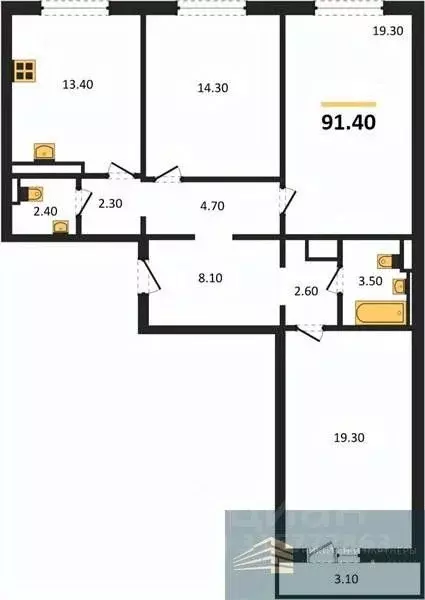 3-к кв. Воронежская область, Воронеж ул. Загоровского, 5/2 (91.4 м) - Фото 0