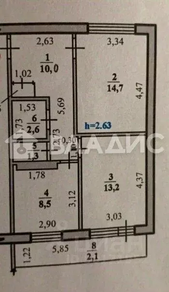 2-к кв. Башкортостан, Стерлитамак ул. Имая Насыри, 2 (53.0 м) - Фото 2