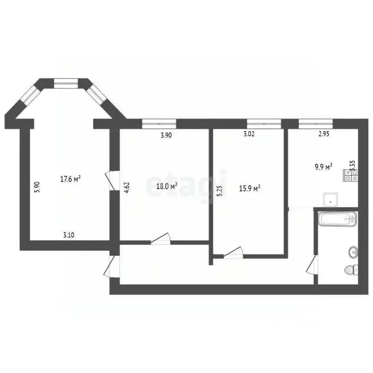 3-к кв. Томская область, Томск просп. Фрунзе, 224 (79.8 м) - Фото 2