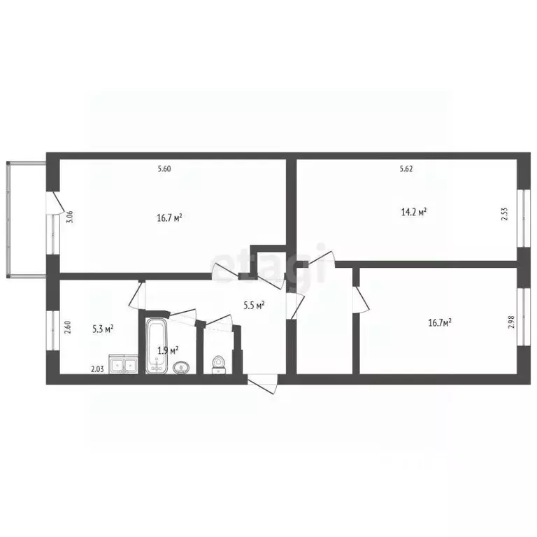 3-к кв. Крым, Симферополь ул. Кечкеметская (61.6 м) - Фото 2