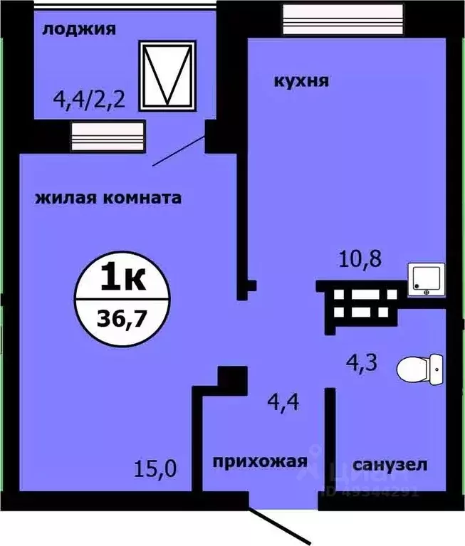 1-к кв. Красноярский край, Красноярск ул. Лесников, 55 (36.3 м) - Фото 0