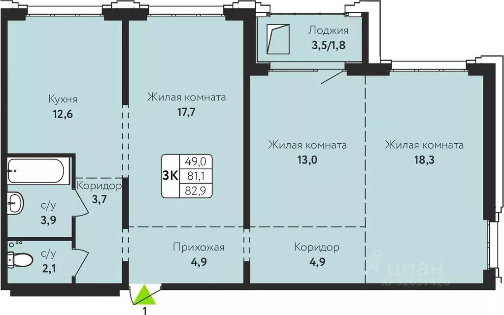 3-к кв. Алтайский край, Барнаул ул. Солнечная Поляна, 69 (82.9 м) - Фото 0