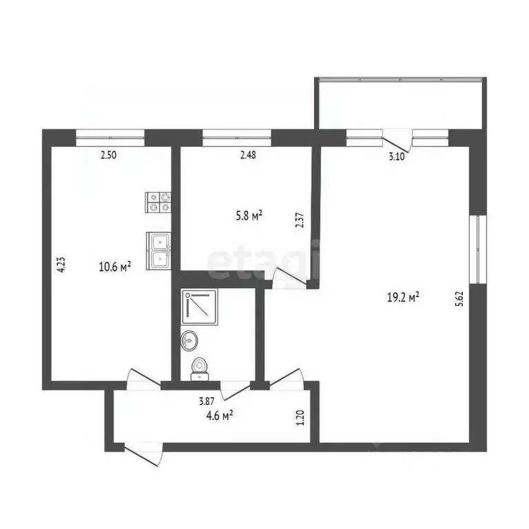 2-к кв. Тюменская область, Тюмень Текстильная ул., 17 (43.4 м) - Фото 2
