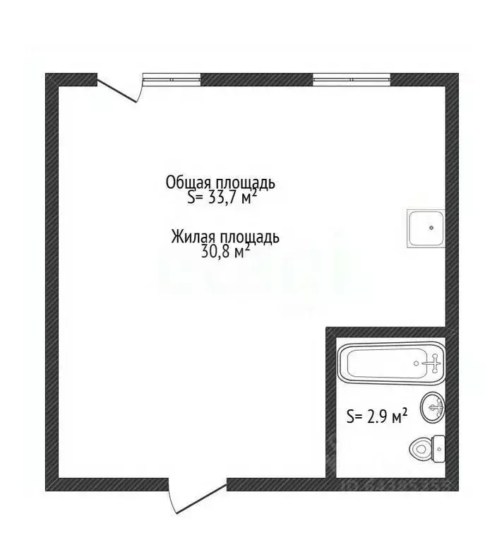 Студия Алтайский край, Бийск ул. Василия Докучаева, 1 (33.7 м) - Фото 2
