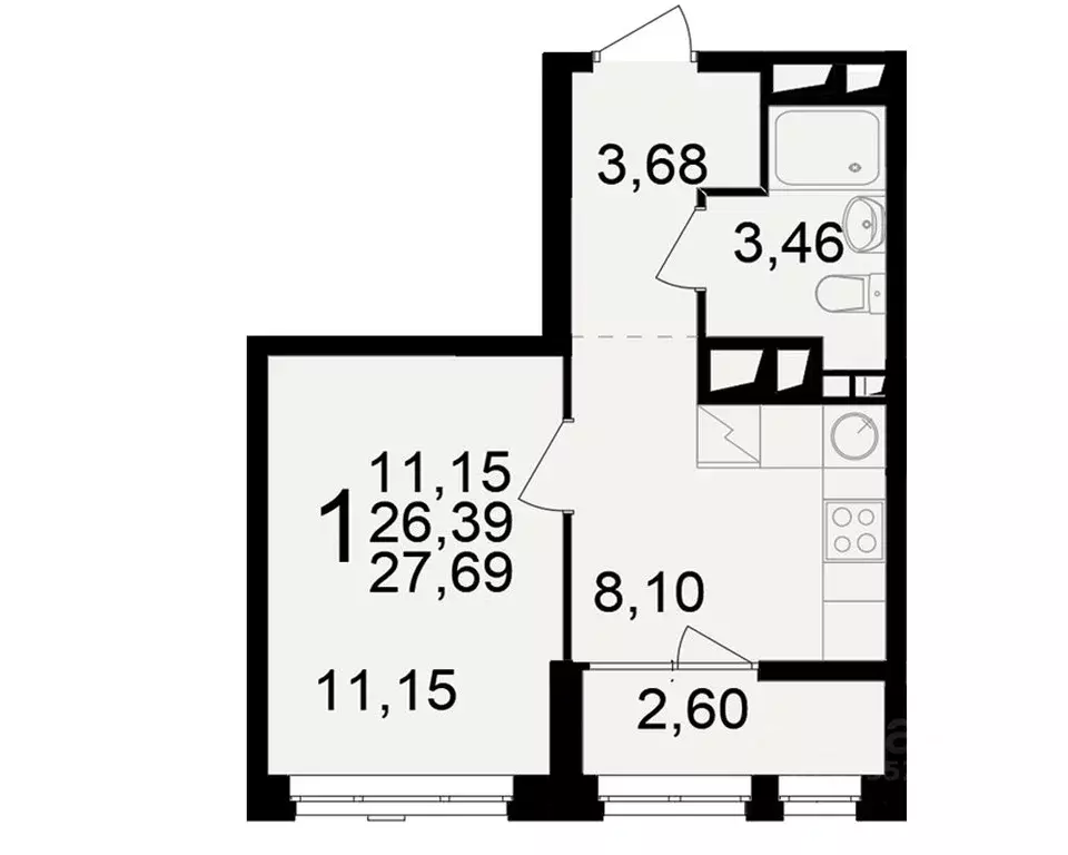 1-к кв. Рязанская область, Рязань ул. Чкалова (26.39 м) - Фото 1