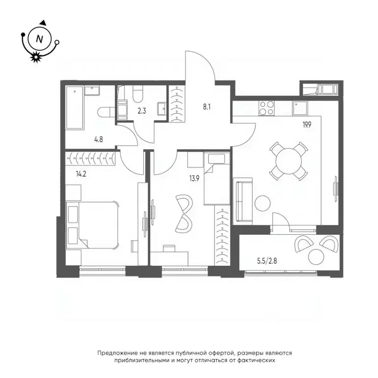 2-к кв. Омская область, Омск Зеленая река мкр, 13 (66.0 м) - Фото 0