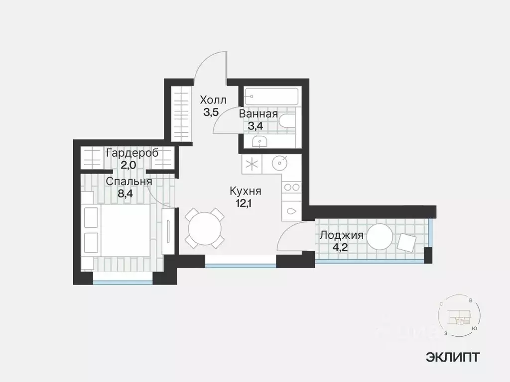 1-к кв. Тюменская область, Тюмень ул. Игоря Комиссарова, 19 (31.4 м) - Фото 0