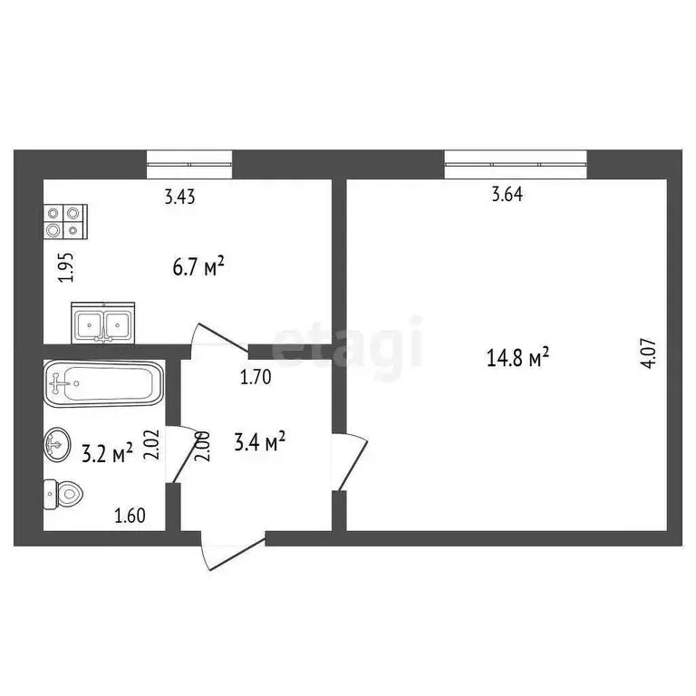 1-комнатная квартира: Стерлитамак, улица Гоголя, 111 (28.1 м) - Фото 0