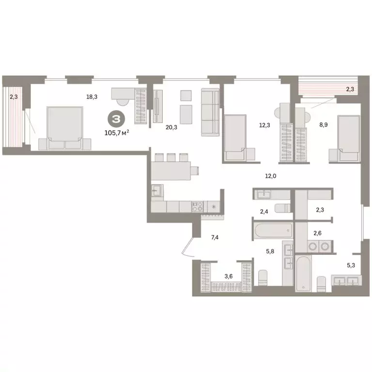 3-комнатная квартира: Екатеринбург, жилой район Сортировочный, ... - Фото 2