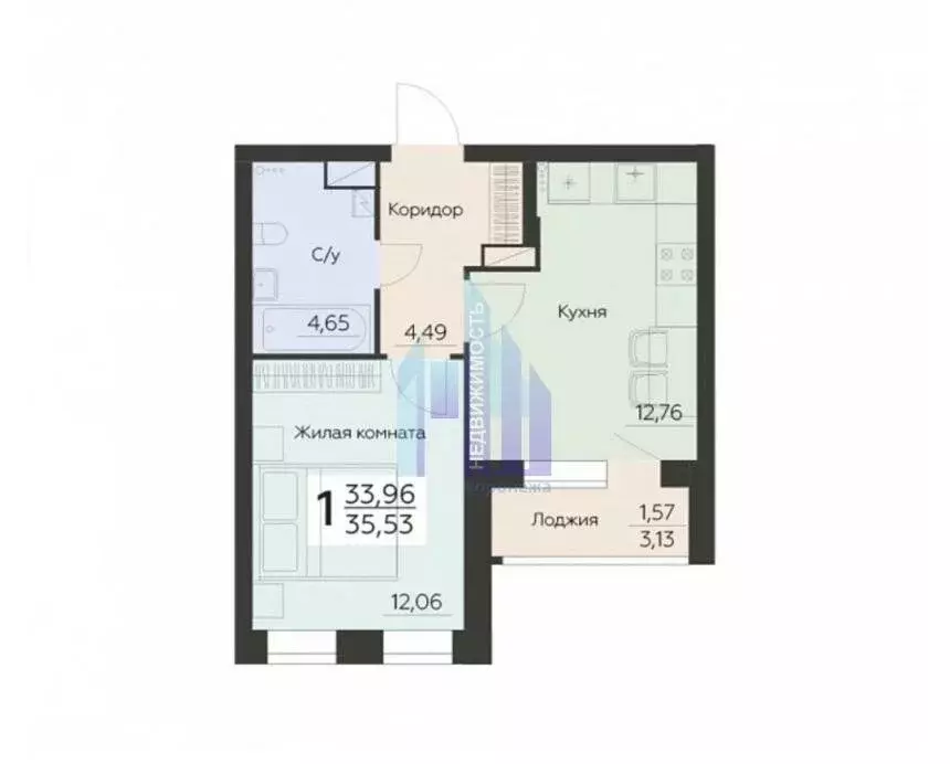 1-комнатная квартира: Воронеж, Ленинградская улица, 29Б (35.53 м) - Фото 0