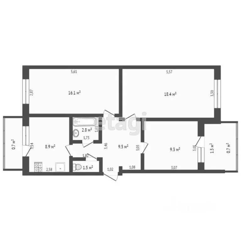 3-к кв. Крым, Саки ул. Крымская (69.2 м) - Фото 1
