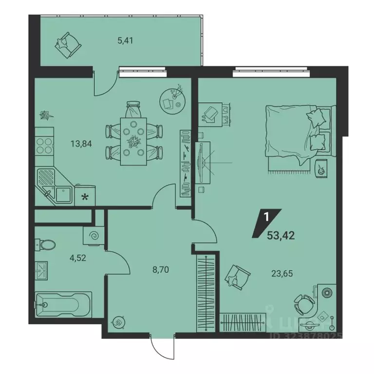 1-к кв. Свердловская область, Екатеринбург ул. Громова, 26/3 (53.7 м) - Фото 2
