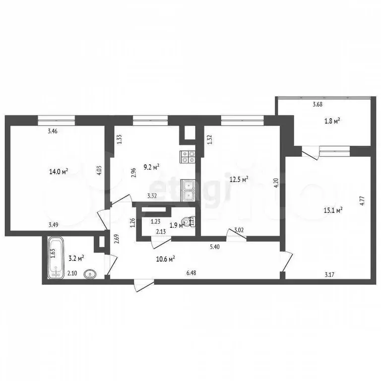 3-к. квартира, 70 м, 5/16 эт. - Фото 0