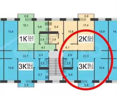 3-к. квартира, 58,3 м, 5/5 эт. - Фото 0