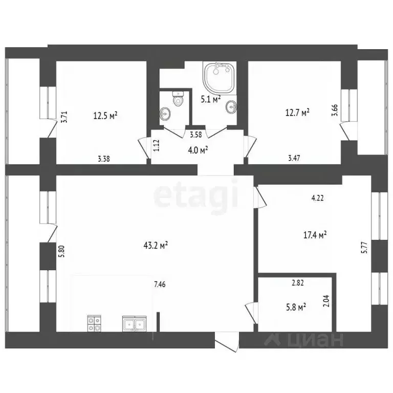 3-к кв. Ямало-Ненецкий АО, Ноябрьск ул. Ленина, 37 (102.0 м) - Фото 2