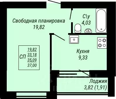 1-к кв. Ивановская область, Иваново Юбилейный жилой комплекс (37.0 м) - Фото 0